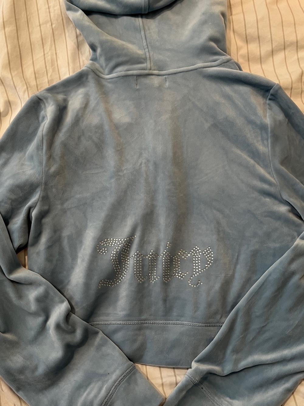 NEW $119 Large Juicy Couture BLING OG Velour Zip Up Hoodie Hooded Jacket